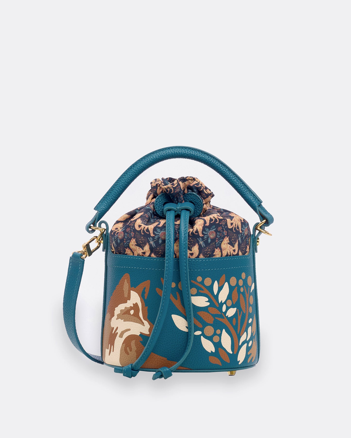 Kitsune Marquetry Mini Bucket Bag Teal