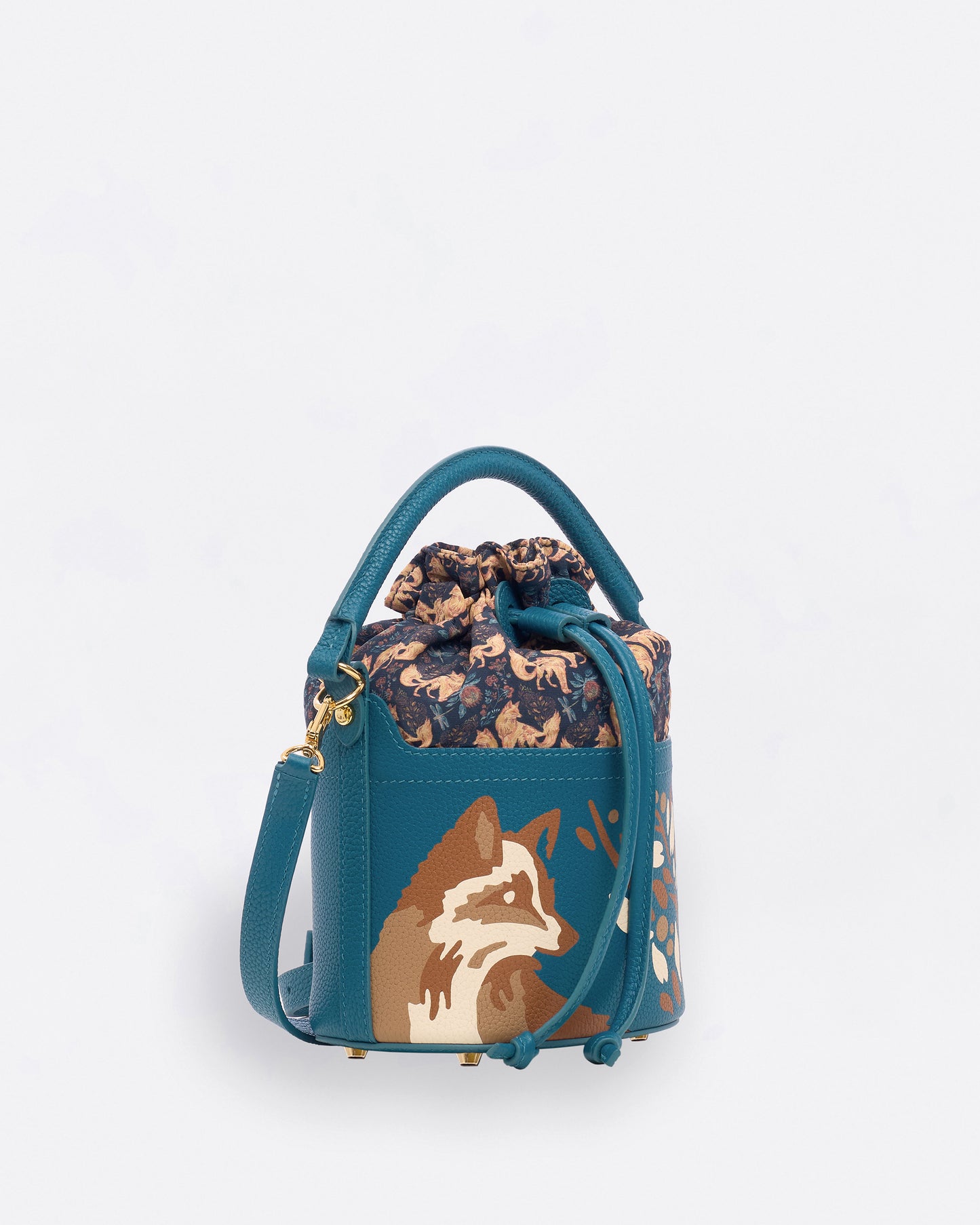 Kitsune Marquetry Mini Bucket Bag Teal
