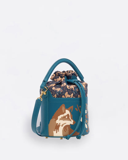 Kitsune Marquetry Mini Bucket Bag Teal