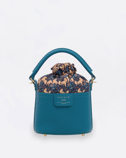 Kitsune Marquetry Mini Bucket Bag Teal