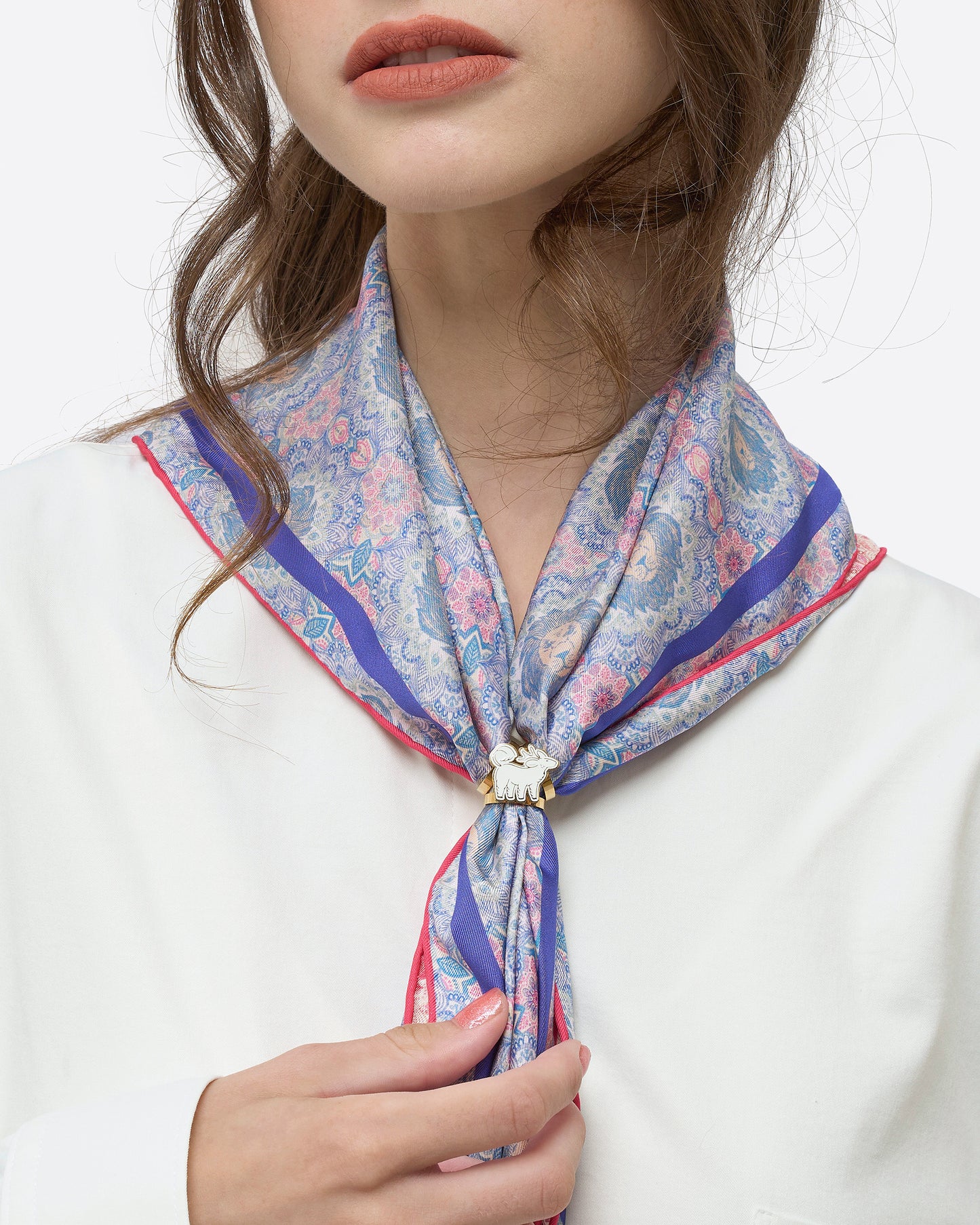 Lion Mandala Rose Blue Double Side Silk Scarf 65