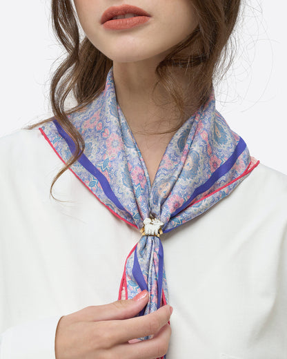 Lion Mandala Rose Blue Double Side Silk Scarf 65