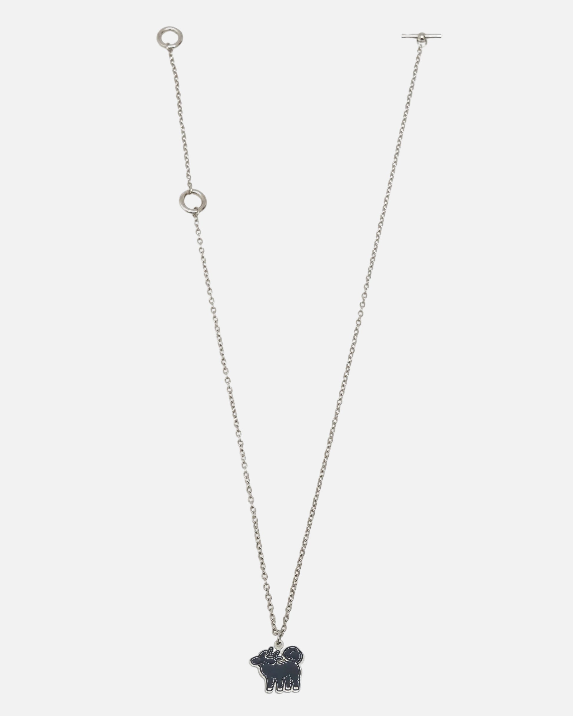 Midnight Rouge Qiling Duo necklace in palladium-plated stainless steel with reversible Qiling emblem pendant — Studio Qiling Singapore