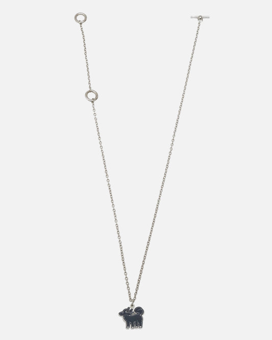 Midnight Rouge Qiling Duo necklace in palladium-plated stainless steel with reversible Qiling emblem pendant — Studio Qiling Singapore