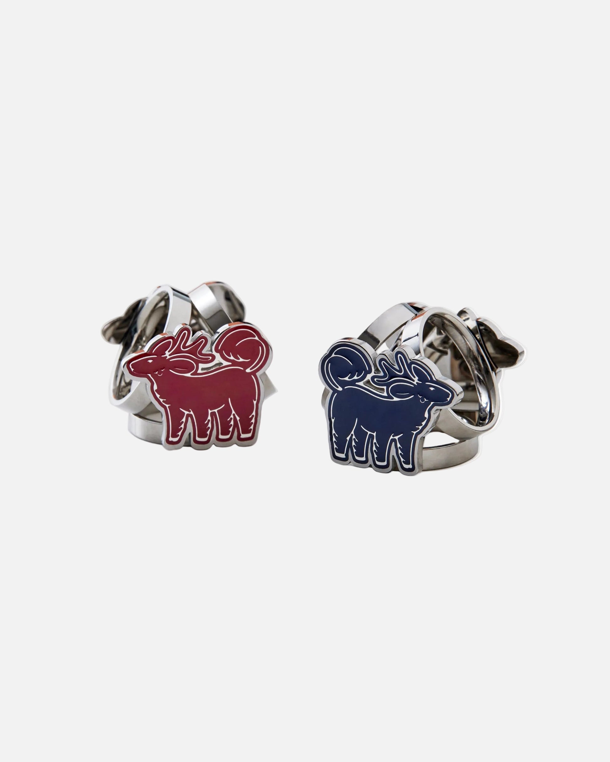 Midnight Rouge Qiling Duo reversible scarf ring in silver stainless steel — Studio Qiling designer scarf ring Singapore