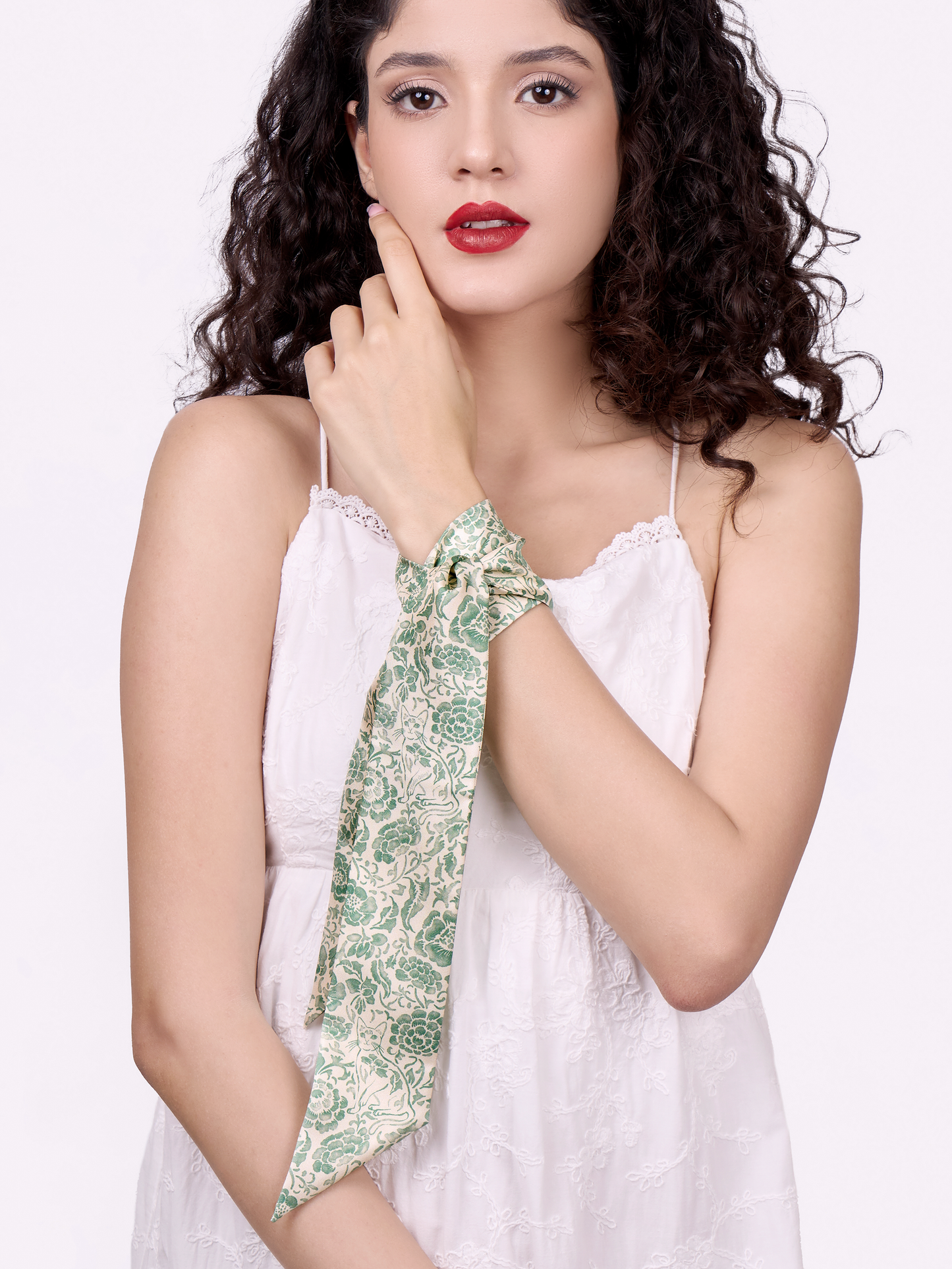 Porcelain Cat Mint Silk Bandeau 100