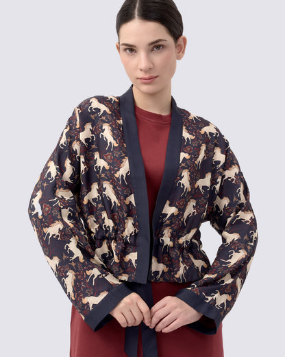 Unicorn Midnight Reversible Cropped Kimono