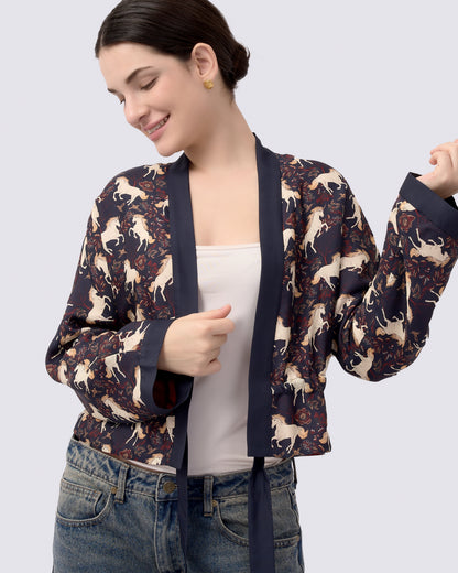 Unicorn Midnight Reversible Cropped Kimono