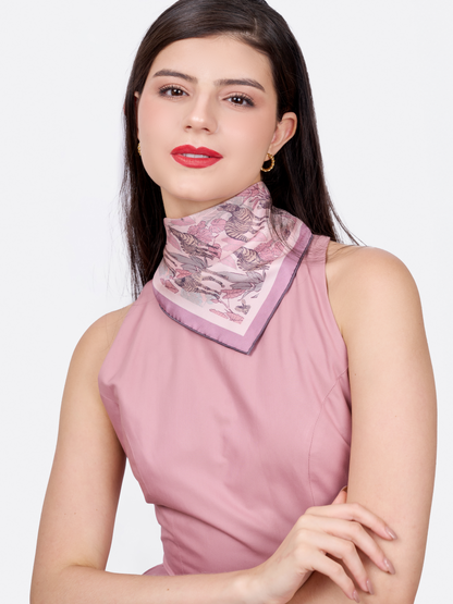 Zebra Lilac Spring Double Side Silk Scarf 65