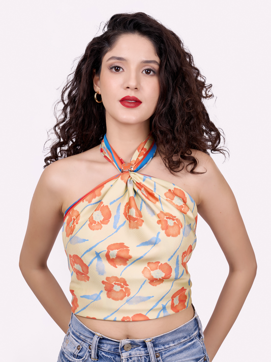 Dancing Poppies Summer Mist Double Side Silk Scarf 100