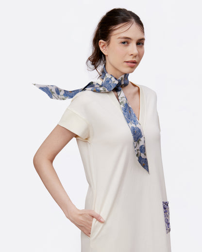 Peony Blue Silk Bandeau 120