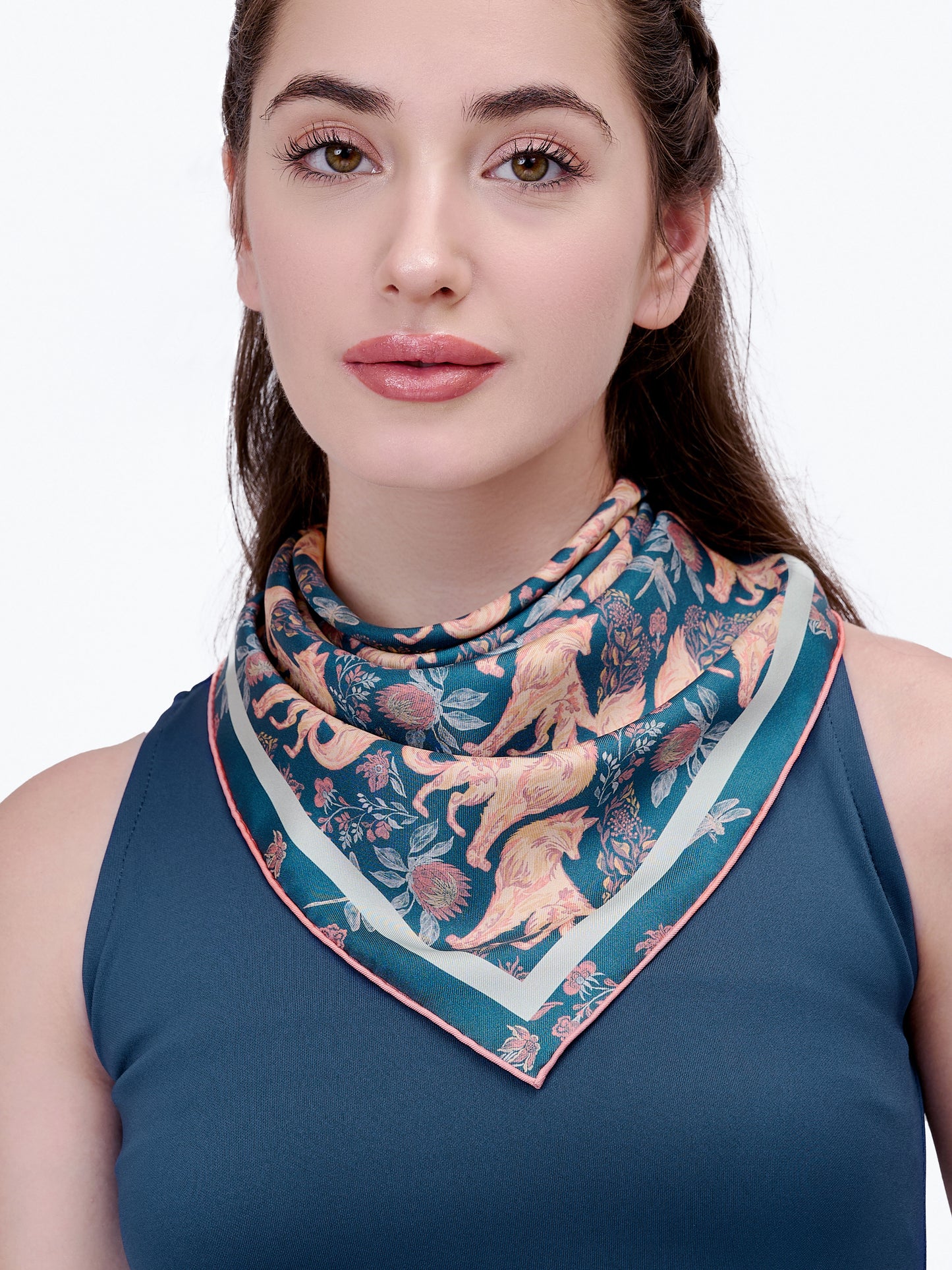 Kitsune Desert Dusk Double Side Silk Scarf 65