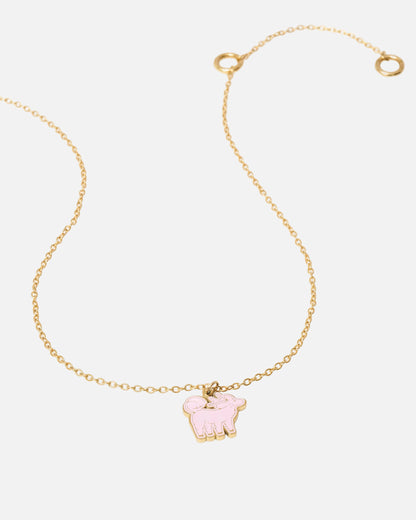 Rose Vert Qiling Duo gold necklace laid flat showing reversible pendant — Studio Qiling designer necklace Singapore