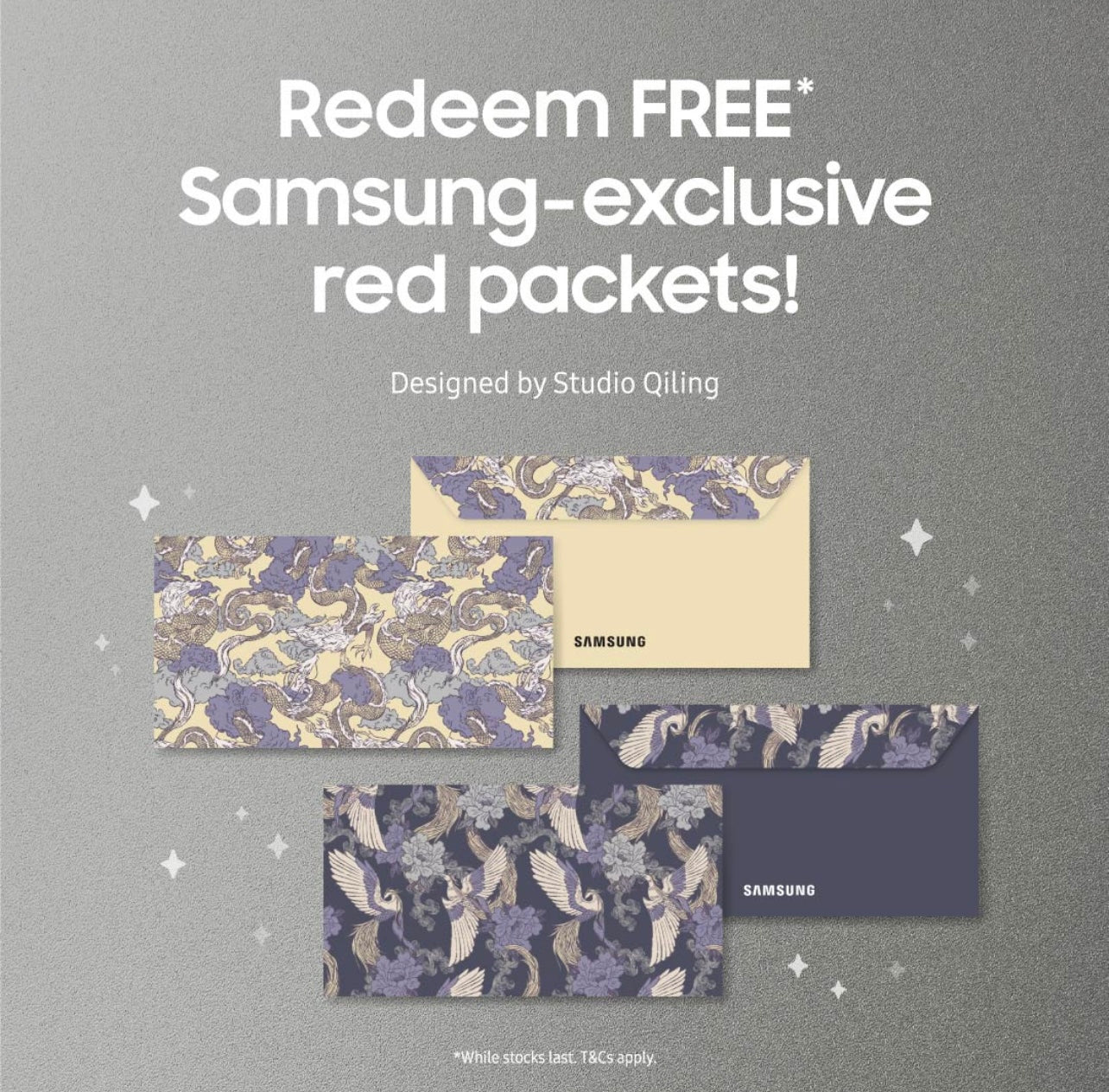Samsung-exclusive Chinese New Year red packets with Dragon and Phoenix print, bespoke corporate gift by Studio Qiling
