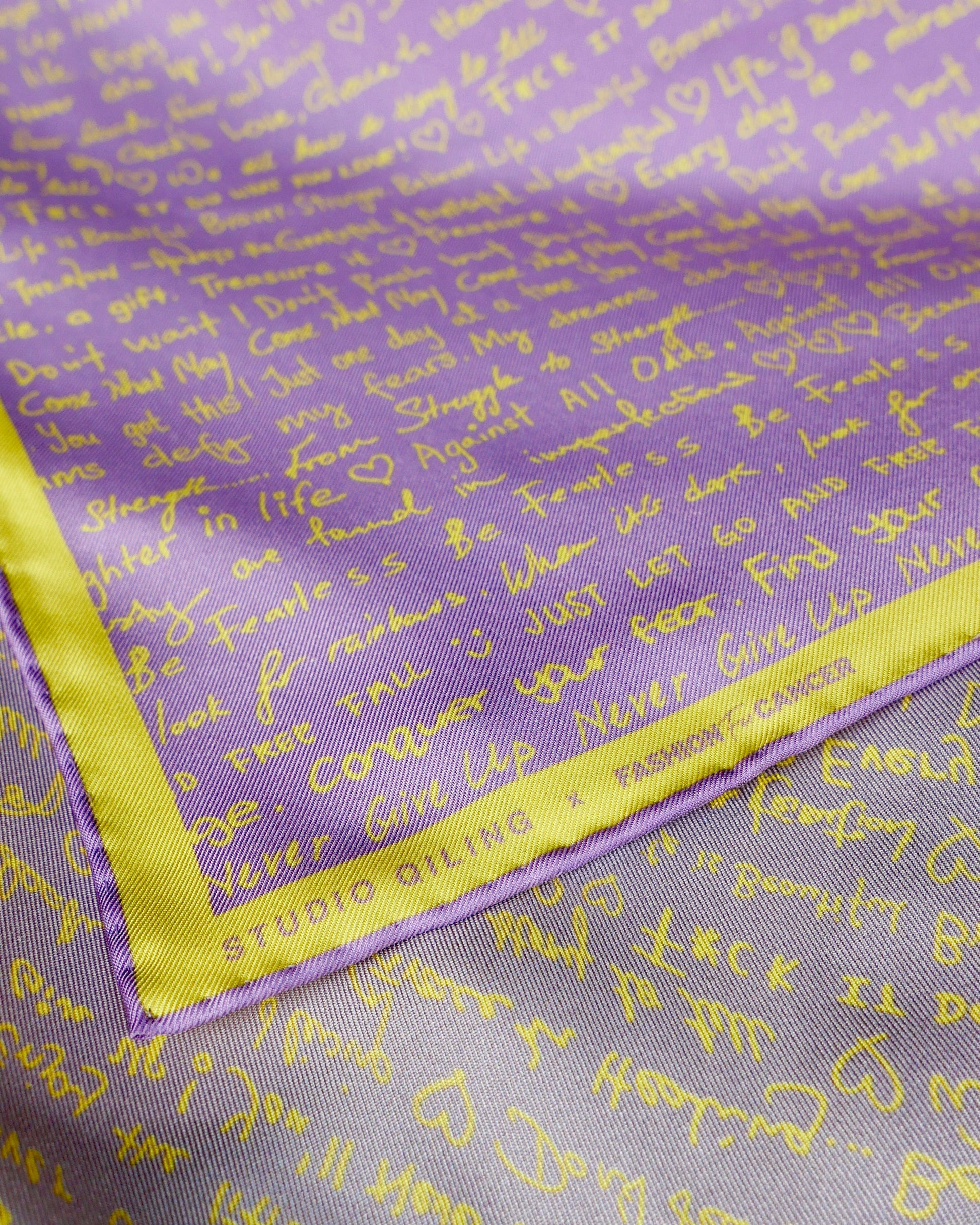 Stories of Hope reversible silk scarf showing both sides — Studio Qiling x Fashion for Cancer charity silk scarf Singapore