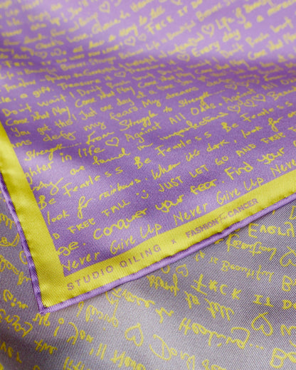 Stories of Hope reversible silk scarf showing both sides — Studio Qiling x Fashion for Cancer charity silk scarf Singapore