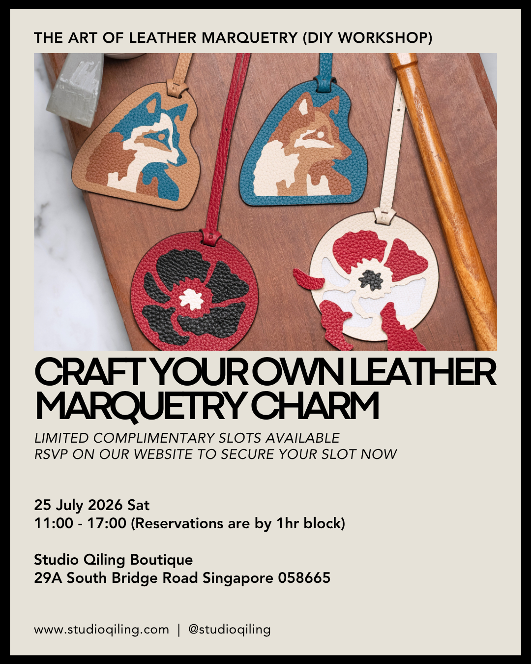 Studio Qiling x Mathilde - Craft Your Own Leather Marquetry Bag Charm