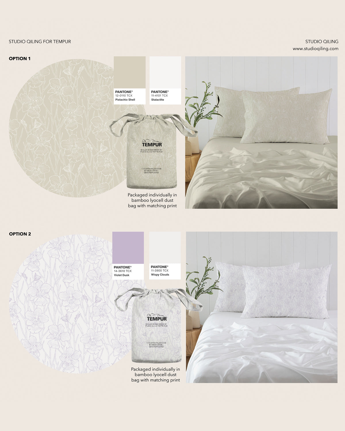 Hand-drawn Vanda Miss Joaquim orchid artwork by Studio Qiling, custom print for Tempur National Day gifting