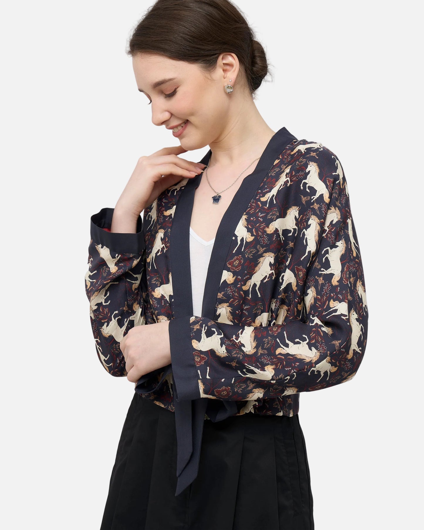 Unicorn Midnight Reversible Cropped Kimono