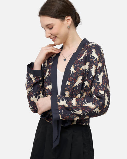 Unicorn Midnight Reversible Cropped Kimono
