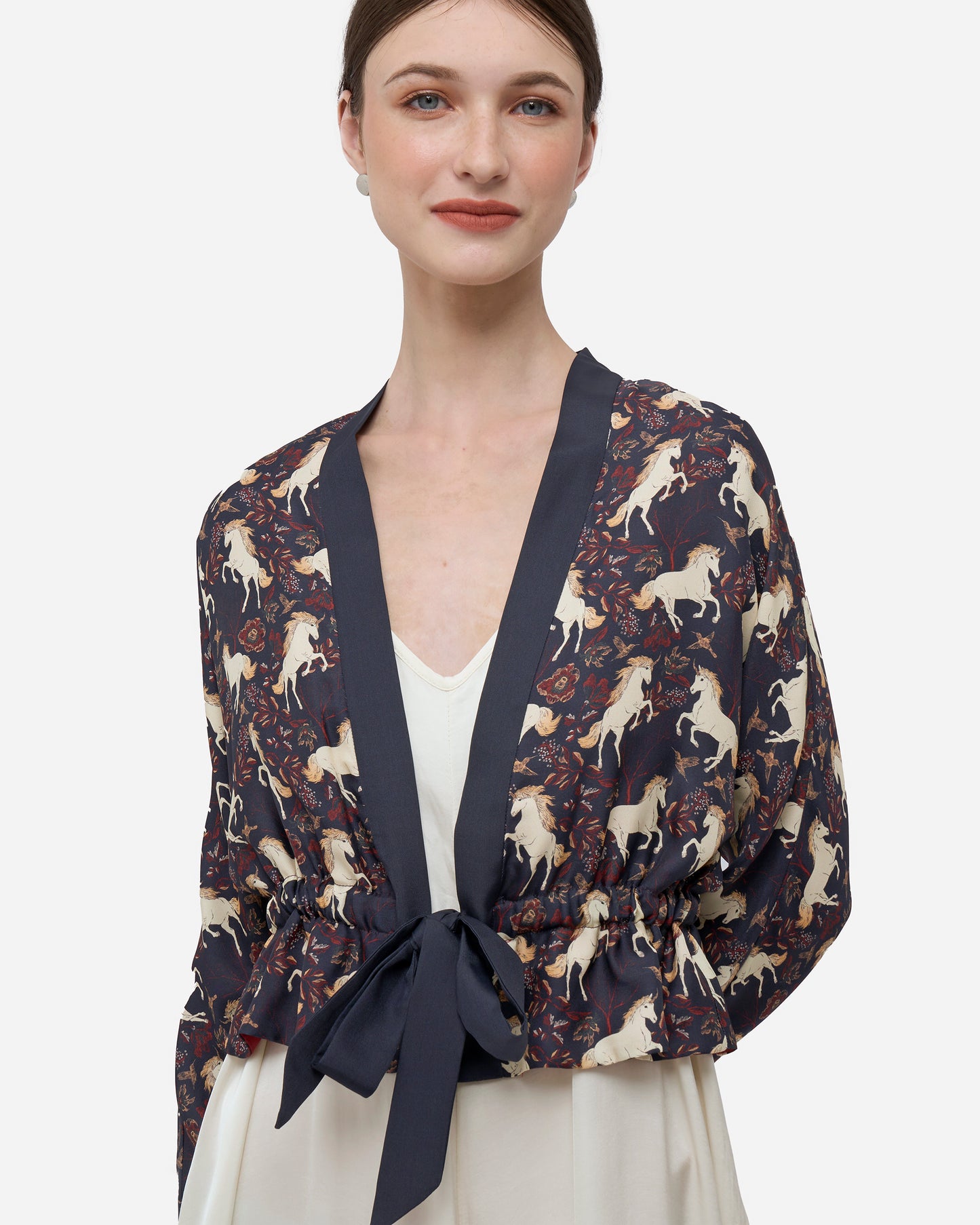 Unicorn Midnight Reversible Cropped Kimono