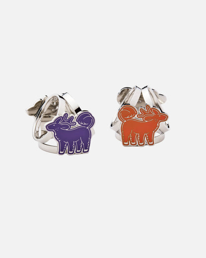 Violet Citrus Qiling Duo reversible scarf ring in palladium-plated stainless steel — Studio Qiling designer scarf ring Singapore